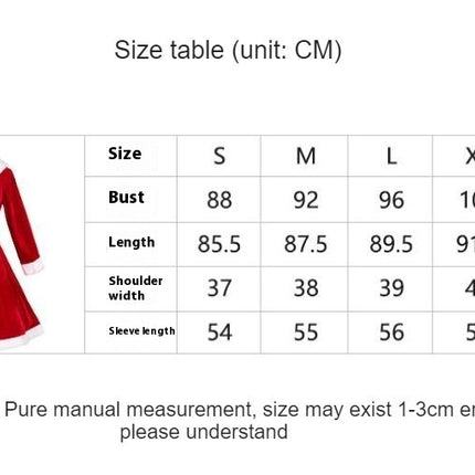 Women's 2 Pc Mrs Claus Santa Christmas Costume with Hooded Dress  Belt