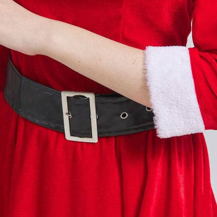 Women's 2 Pc Mrs Claus Santa Christmas Costume with Hooded Dress  Belt