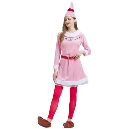 5PCS Set Womens Elf Costume Buddy Costume Christmas Cosplay Holiday Party Full Set