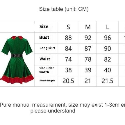 Womens Christmas Elf Holiday Costumes Dress and Hat sock for Women