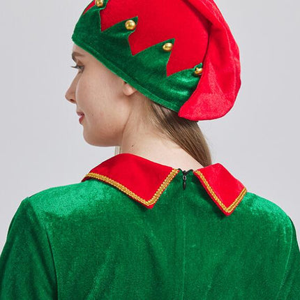 Womens Christmas Elf Holiday Costumes Dress and Hat sock for Women