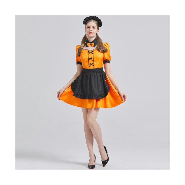 Halloween Cosplay Costumes - Pumpkin Maid Costume Lolita Dress Split Suit