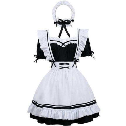 Anime Cosplay Maid Outfit Dress Cute Halloween Makeup Cosplay Costume for Girls Women