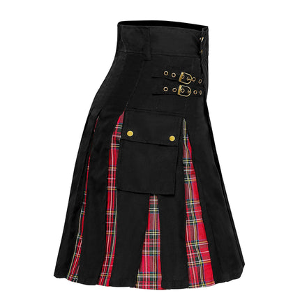 Men's Black Rock Punk Ashes Series Medieval Gothic Style Splicing Skirt