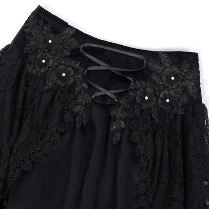 Halloween Gothic Velvet Lace Net Midi Skirt Women's Skirt