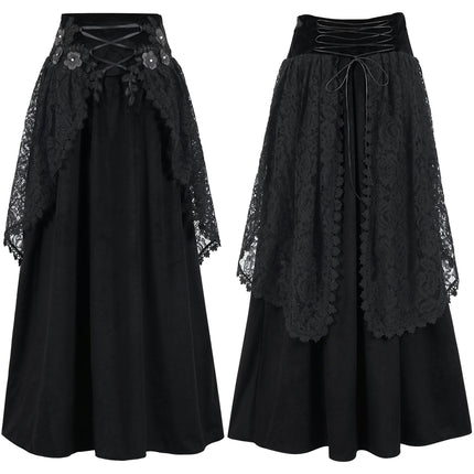 Halloween Gothic Velvet Lace Net Midi Skirt Women's Skirt