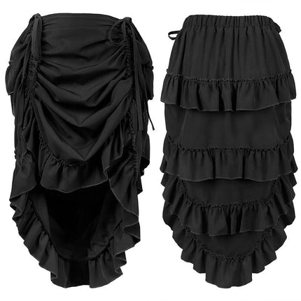 Women's Steampunk Skirt Ruffle High Low Outfits Gothic Plus Size Pirate Dressing