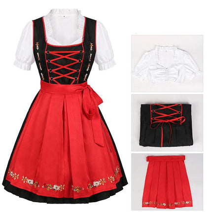 Women's German Dirndl Dress Costumes 3 Pieces for Oktoberfest Carnival