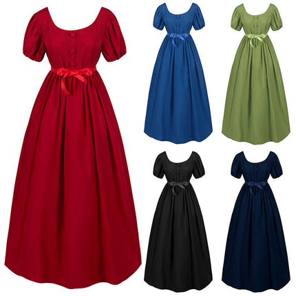 Women's Vintage Regency Dress High Waist Ball Dress Victorian Tea Dress Stage Costume