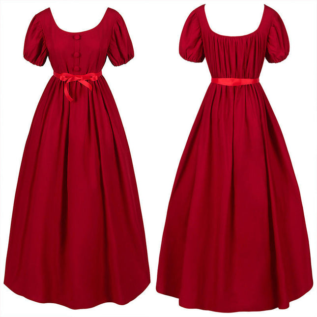 Women's Vintage Regency Dress High Waist Ball Dress Victorian Tea Dress Stage Costume