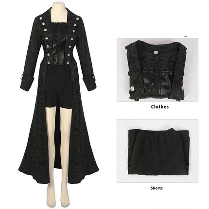 Women's Halloween Pleated Dress Steampunk Gothic Victorian Sleeveless Dress