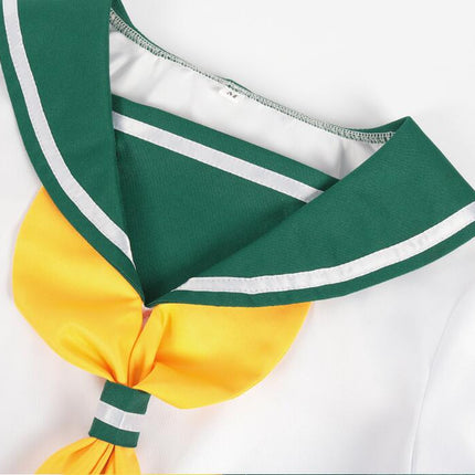 Schoolgirl Sailor Uniform Green Pleated Skirt Anime Cosplay Costume with Socks Set