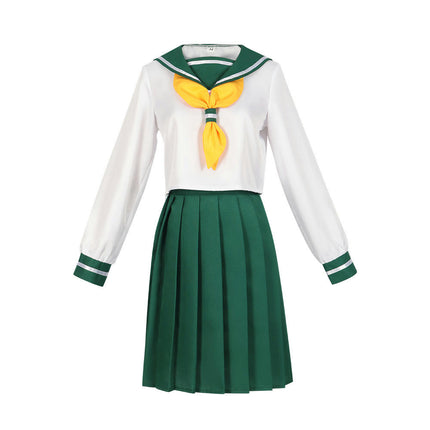 Schoolgirl Sailor Uniform Green Pleated Skirt Anime Cosplay Costume with Socks Set