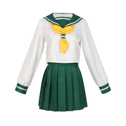 Schoolgirl Sailor Uniform Green Pleated Skirt Anime Cosplay Costume with Socks Set