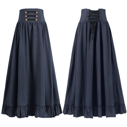 Women's Europe and America Medieval Vintage Gothic Tie Waist Lace Swing Skirt