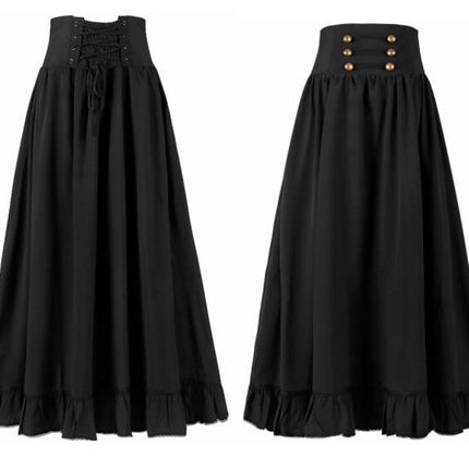 Women's Europe and America Medieval Vintage Gothic Tie Waist Lace Swing Skirt