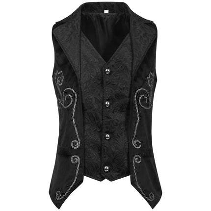 Medieval Retro Costume Men's Tuxedo Lapel Jacquard Vest Halloween Costume