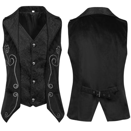 Medieval Retro Costume Men's Tuxedo Lapel Jacquard Vest Halloween Costume