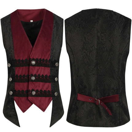 Men's Medieval Irregular Vest Vintage Tuxedo Rocker Vest Halloween Costume