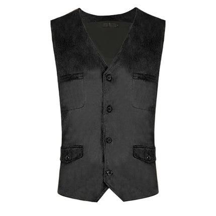 Men's Halloween Vintage V-Neck Vest Medieval Steampunk Single Breasted Short Vest