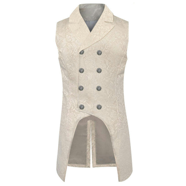 Men's Vest Tuxedo Coat Solid Color Jacquard Fashion Steampunk Vintage Vest Uniforms