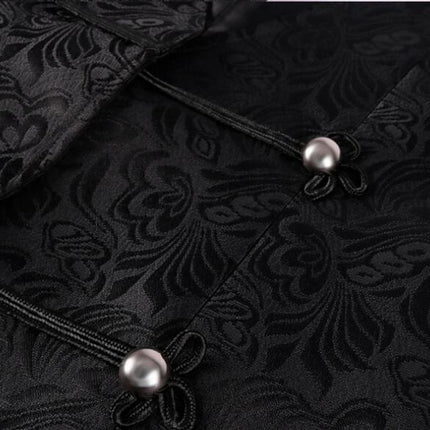 Men's Black Vest Waistcoat Tailcoat Black Brocade Damask Gothic Steampunk Victorian/Tail Coat