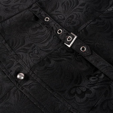 Men's Black Vest Waistcoat Tailcoat Black Brocade Damask Gothic Steampunk Victorian/Tail Coat