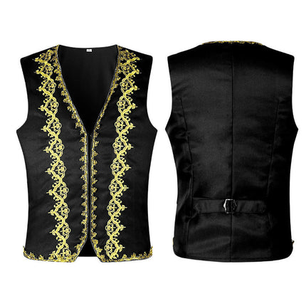 Men's Halloween Solid Color V-Neck Outer Decorative Jacket Jacquard Vest Vests