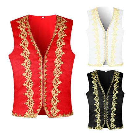 Men's Halloween Solid Color V-Neck Outer Decorative Jacket Jacquard Vest Vests