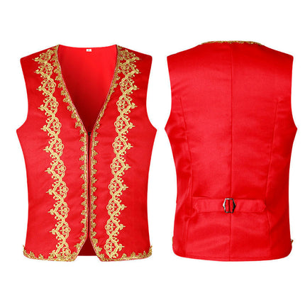 Men's Halloween Solid Color V-Neck Outer Decorative Jacket Jacquard Vest Vests