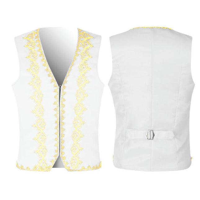 Men's Halloween Solid Color V-Neck Outer Decorative Jacket Jacquard Vest Vests