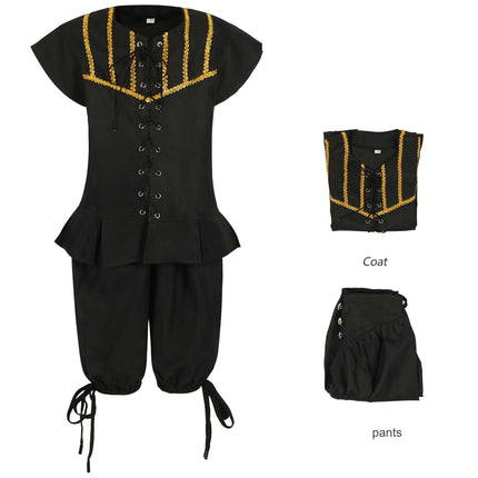 Halloween Children's Suit Pirate Tie Short-sleeved Shirt Tie Shorts Performance Suit