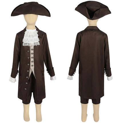 Halloween Performance Costume Children Pirate Captain Costume Caribbean Jacket Pants Hat Suit