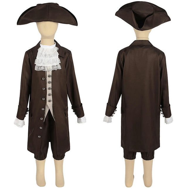 Halloween Performance Costume Children Pirate Captain Costume Caribbean Jacket Pants Hat Suit