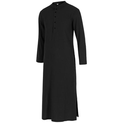 Men's Halloween Medieval Solid Color Long Sleeve Button Casual Robe Long