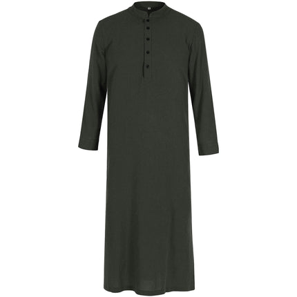 Men's Halloween Medieval Solid Color Long Sleeve Button Casual Robe Long