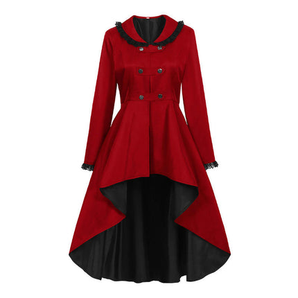 Womens Steampunk Jacket Gothic Victorian Coat Long Sleeve Medieval Vintage Gothic Tailcoat