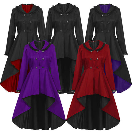 Womens Steampunk Jacket Gothic Victorian Coat Long Sleeve Medieval Vintage Gothic Tailcoat