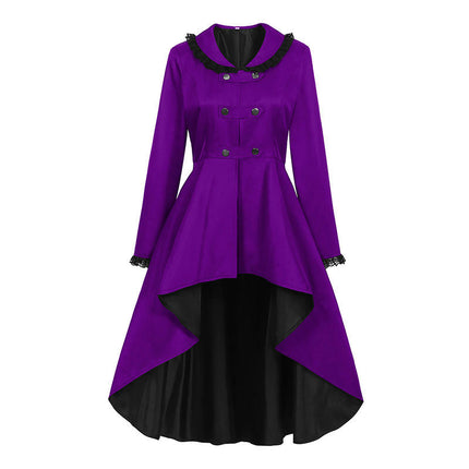 Womens Steampunk Jacket Gothic Victorian Coat Long Sleeve Medieval Vintage Gothic Tailcoat