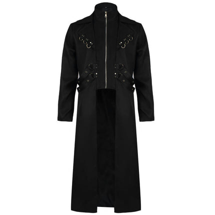 Halloween Medieval Renaissance Zipper Coat Performance Costume Vintage Gothic Long Tuxedo Coat