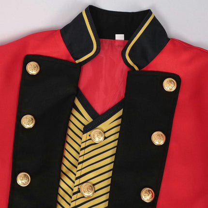 Halloween Men's Red Coat Fashion Steampunk Vintage Men's Uniform Standing Collar Costume