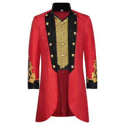 Halloween Men's Red Coat Fashion Steampunk Vintage Men's Uniform Standing Collar Costume