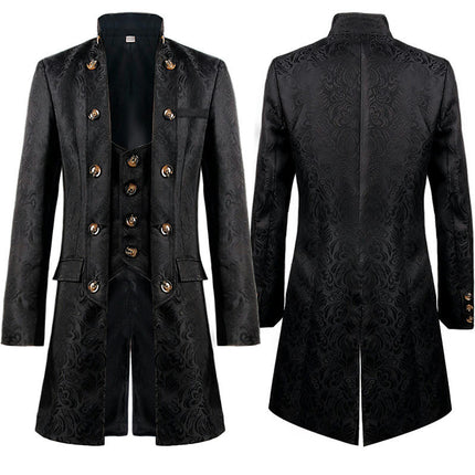 Halloween Medieval Men's Jacquard Coat Fashion Steampunk Vintage Uniform Jacket