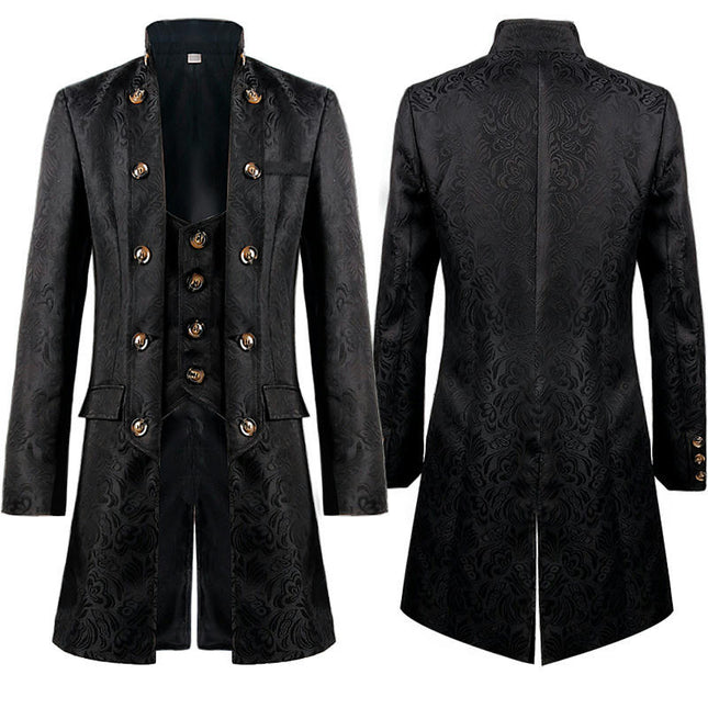 Halloween Medieval Men's Jacquard Coat Fashion Steampunk Vintage Uniform Jacket