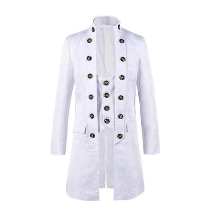 Halloween Medieval Men's Jacquard Coat Fashion Steampunk Vintage Uniform Jacket