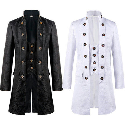 Halloween Medieval Men's Jacquard Coat Fashion Steampunk Vintage Uniform Jacket