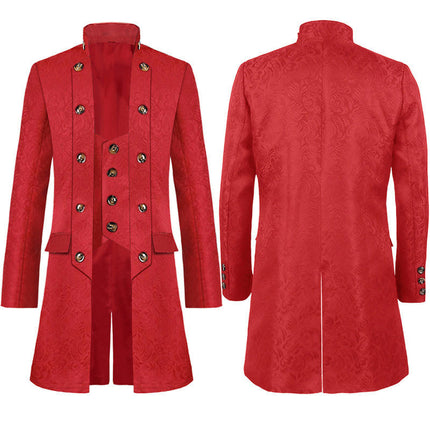 Halloween Medieval Men's Jacquard Coat Fashion Steampunk Vintage Uniform Jacket