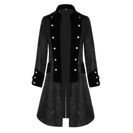 Men's Gothic Tailcoat Steampunk Victorian Jacket Uniform Velvet Collar Jacquard Coat Costume