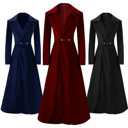 Women's Knee-length Oversized Coat Autumn and Winter Temperament Gold Velvet Lapel Coat