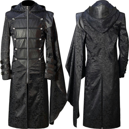 Men's Gothic Steampunk Long Windbreaker Jacket Cosplay Medieval Costume halloween Costume